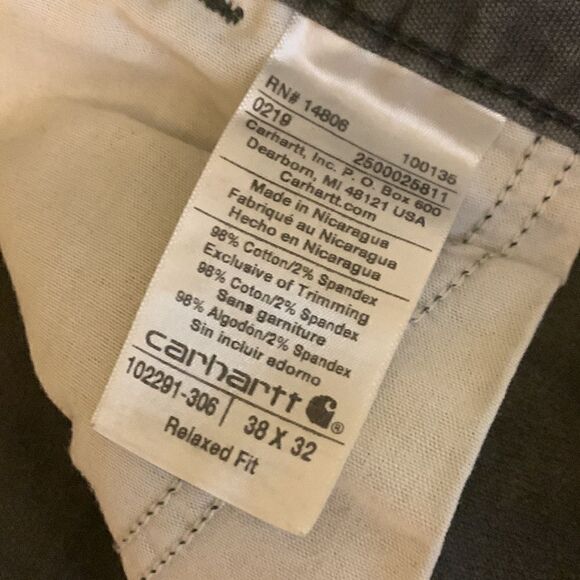 CARHARTT, relaxed fit, men’s 38x32, good broken in condition, cotton/spandex - Picture 3 of 10